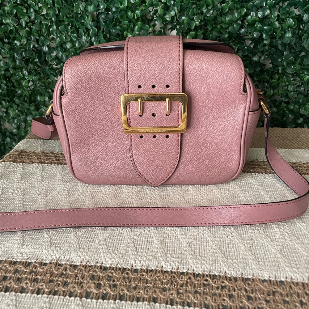 Burberry Pink Leather Buckle Camera Bag Authentic